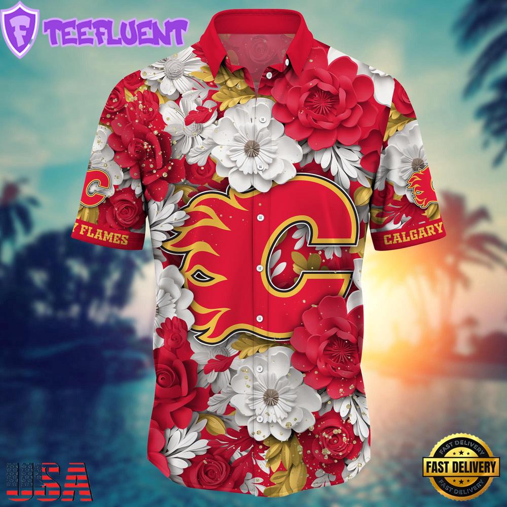 Calgary Flames NHL Red White Hawaiian Shirt