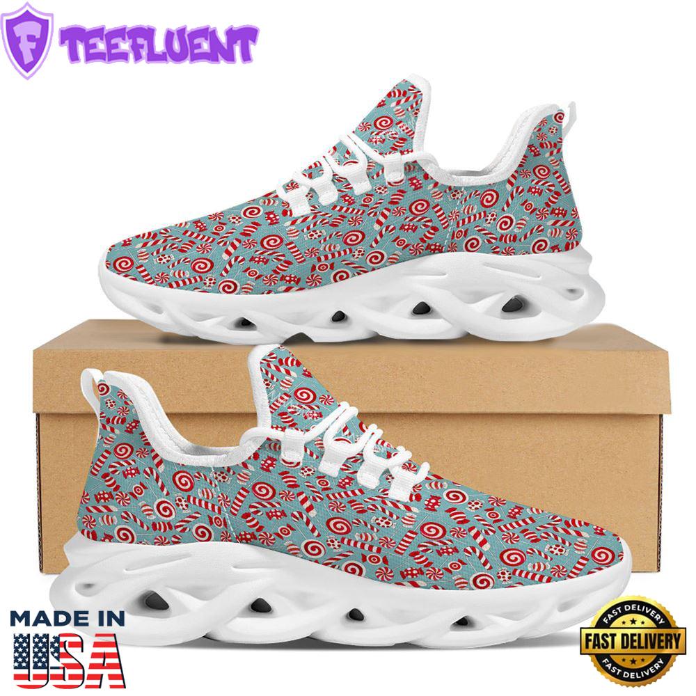 Candy Cane Christmas Print Pattern White Max Soul Shoes