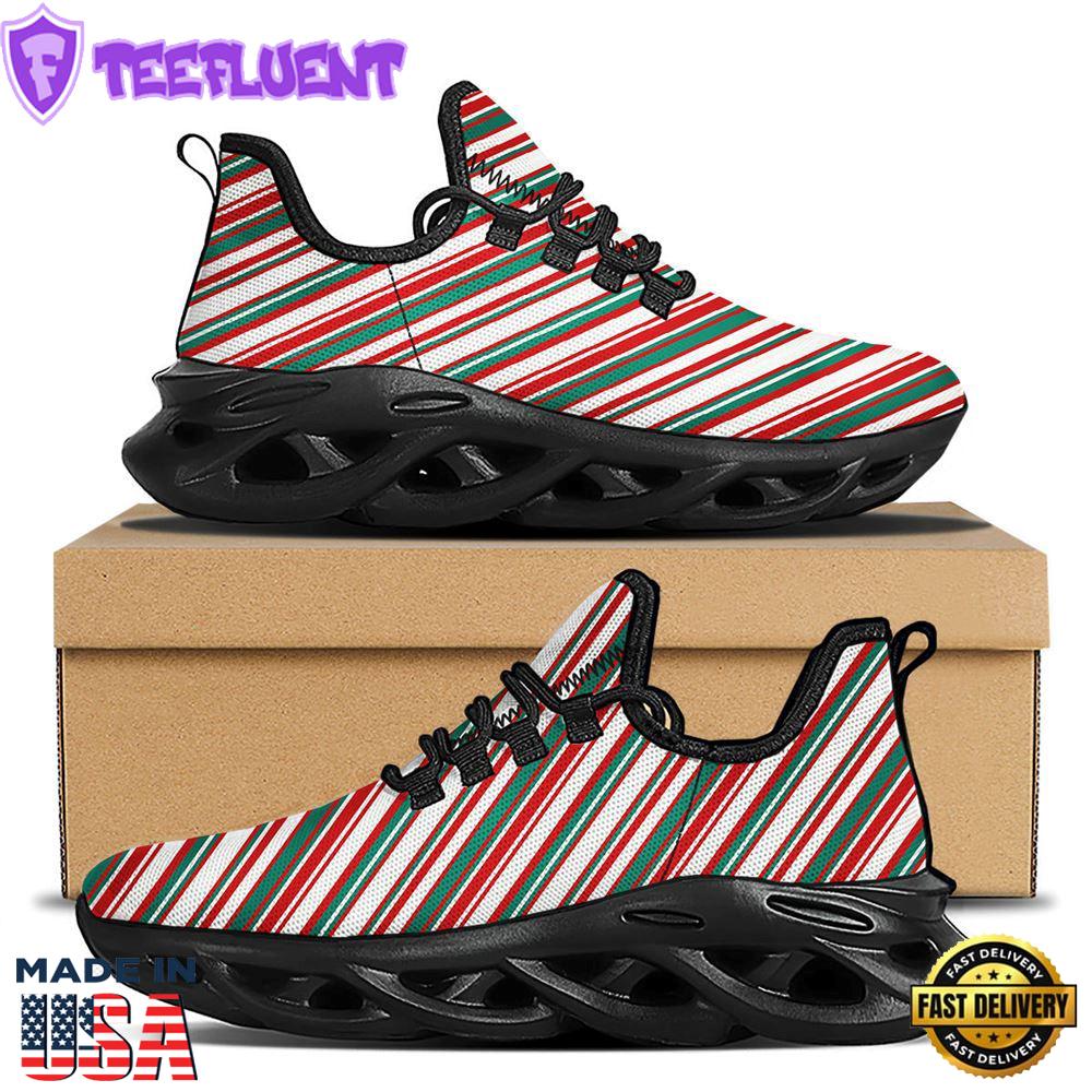 Candy Cane Stripe Christmas Print Black Max Soul Shoes