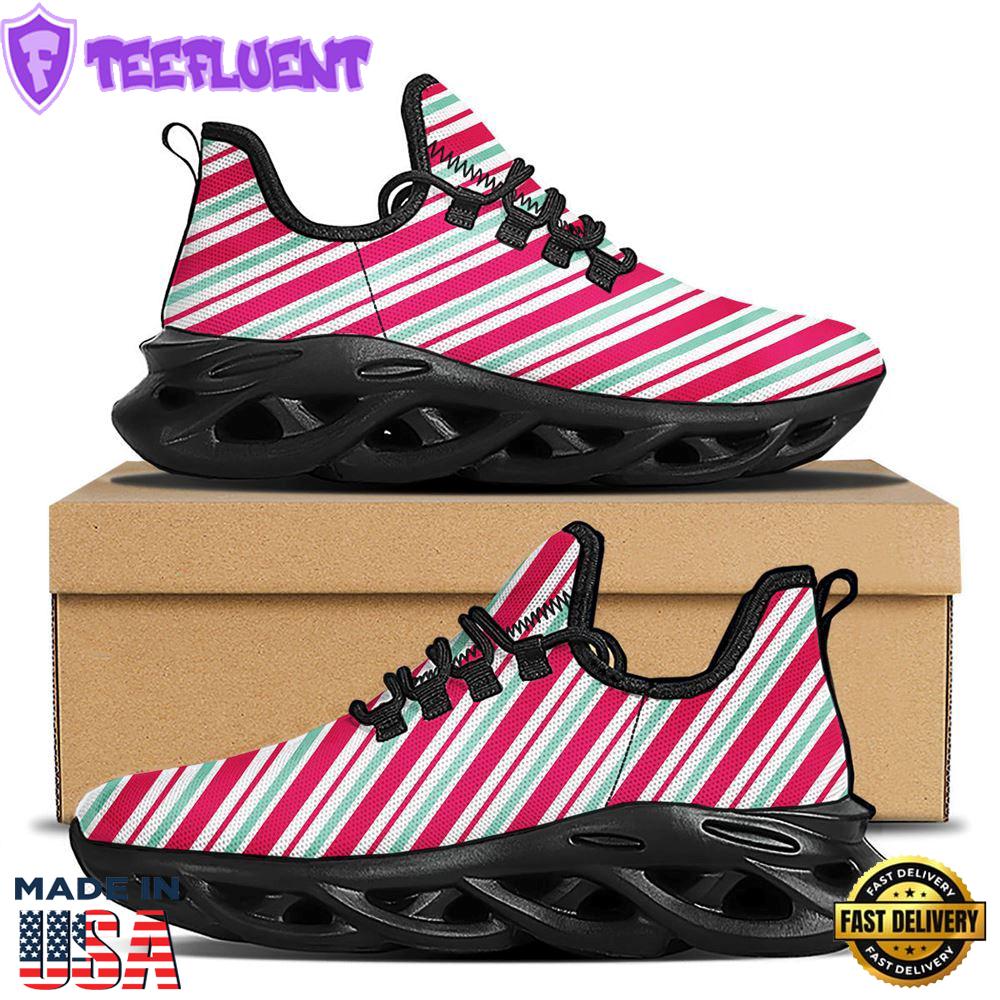 Candy Cane Striped Christmas Print Black Max Soul Shoes