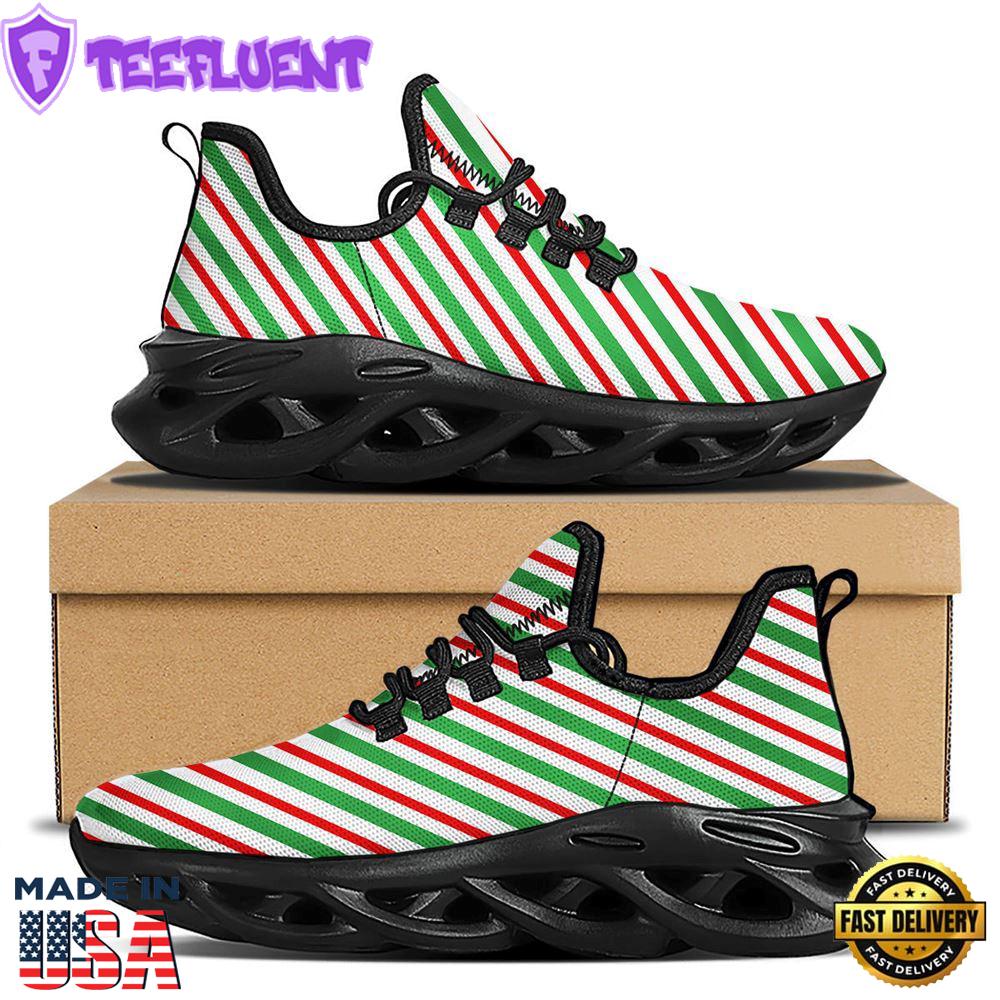 Candy Cane Stripes Christmas Print Black Max Soul Shoes