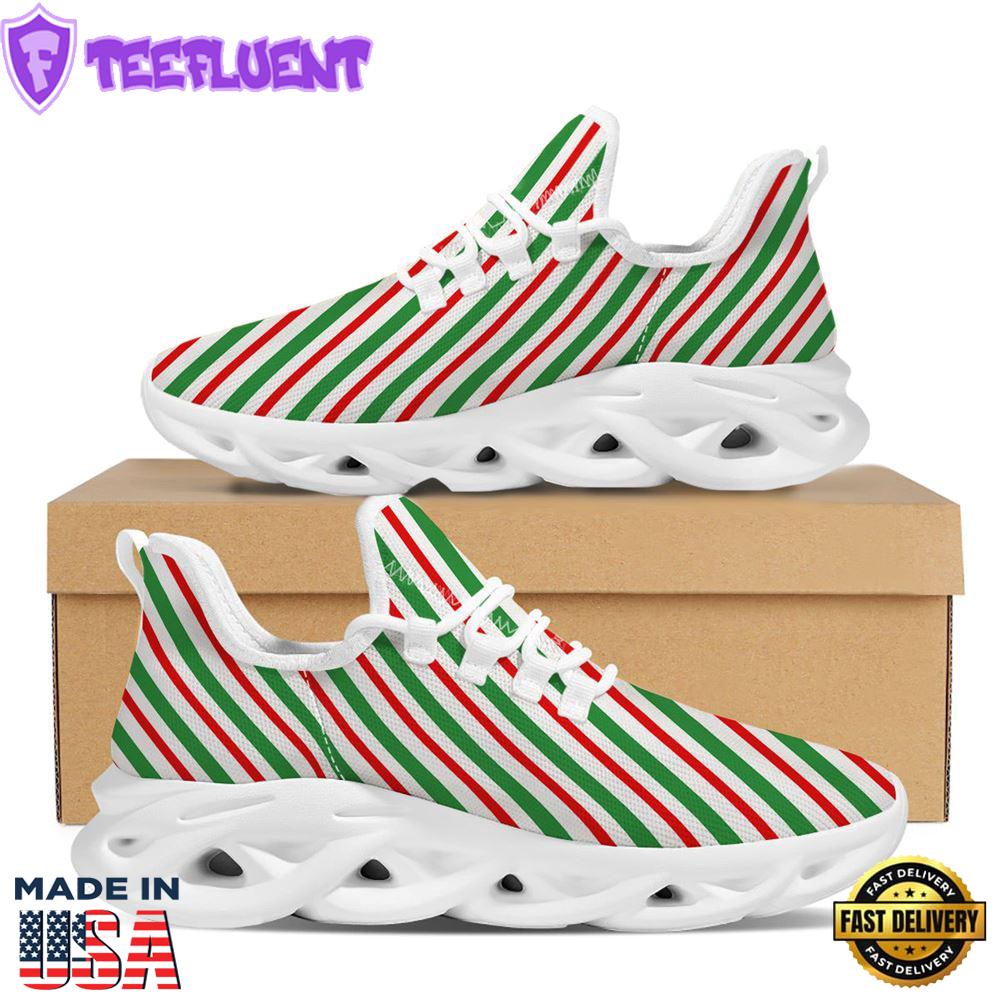 Candy Cane Stripes Christmas Print White Max Soul Shoes