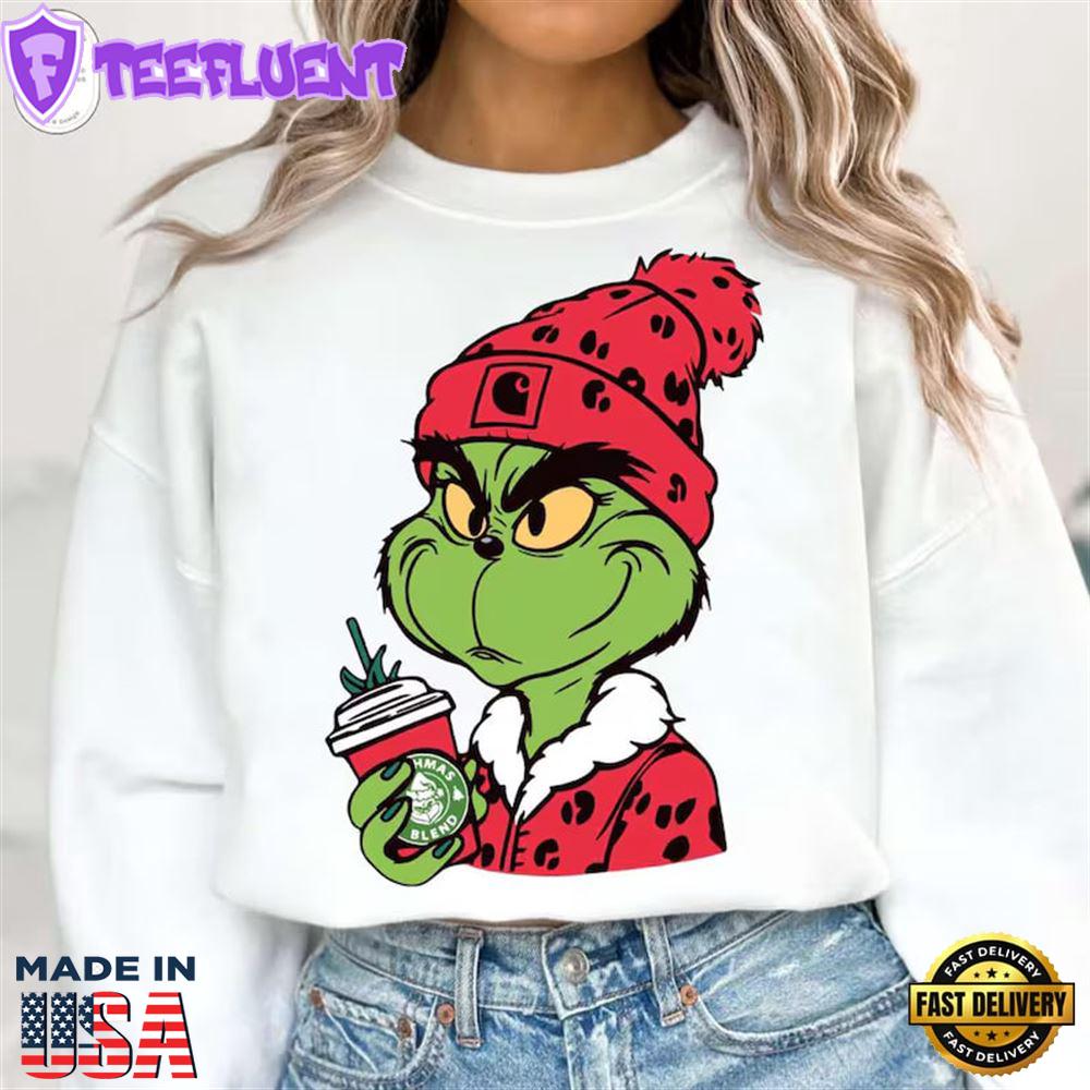 Carhartt Red Grinch Starbucks Coffee Shirt, Carhartt Grinches Coffee Shirt