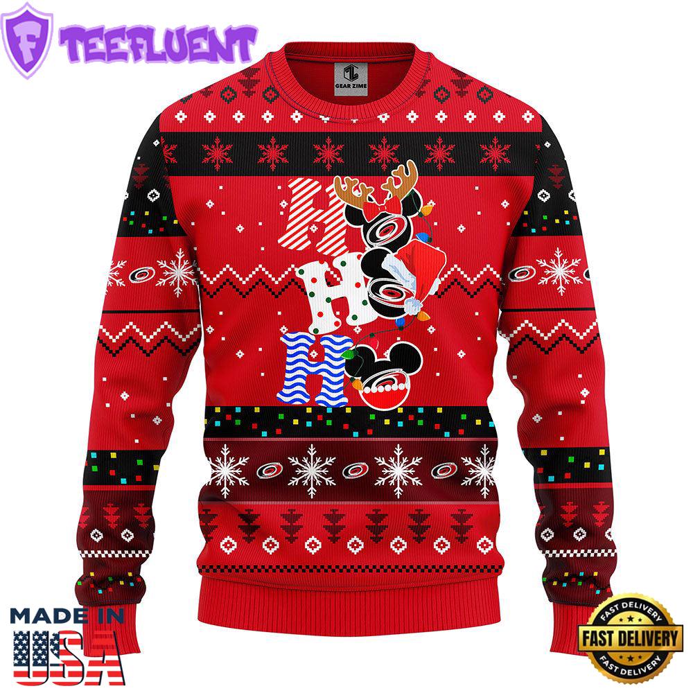 Carolina Hurricanes Hohoho Mickey Christmas Ugly Sweater