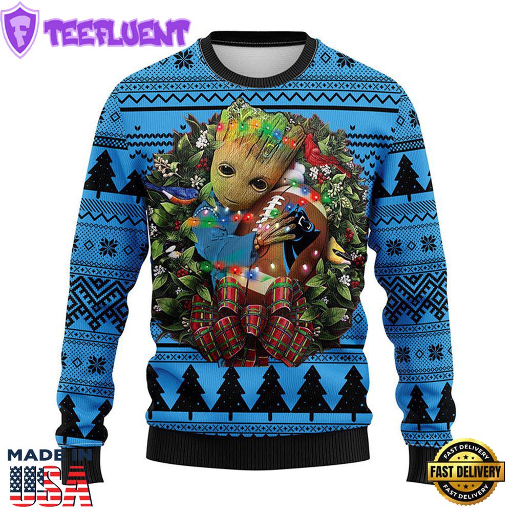 Carolina Panthers Groot Hug Christmas Ugly Sweater Sport For Fan