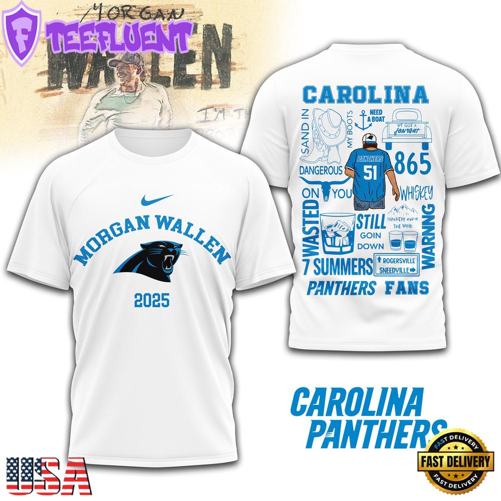 Carolina Panthers NFL Morgan Wallen 3D T-Shirt