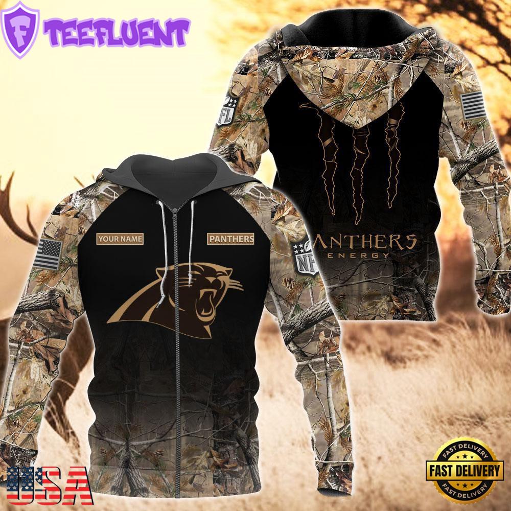 Carolina Panthers Personalized Hoodie Camo Hunting Perfect Gift