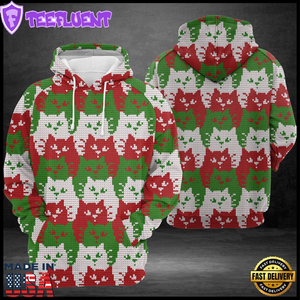 Cat Color Christmas Hoodie All Over Print