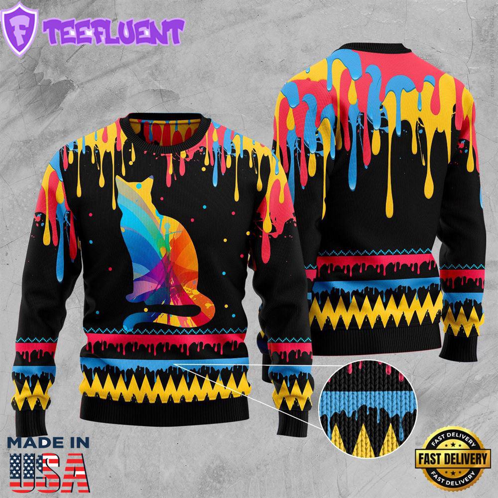 Cat Colorful Beauty Ugly Christmas Sweater