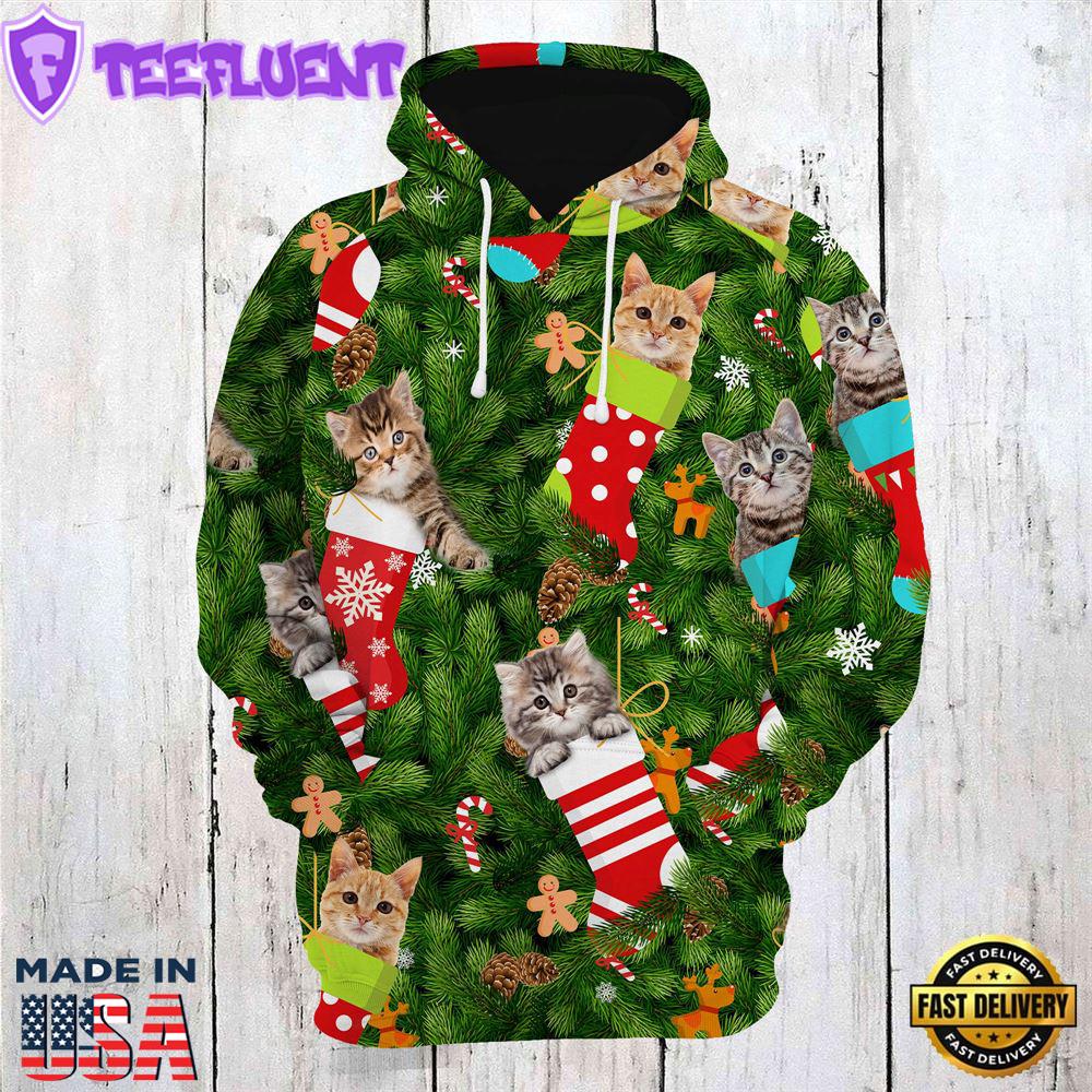 Cat Socks Christmas Hoodie All Over Print