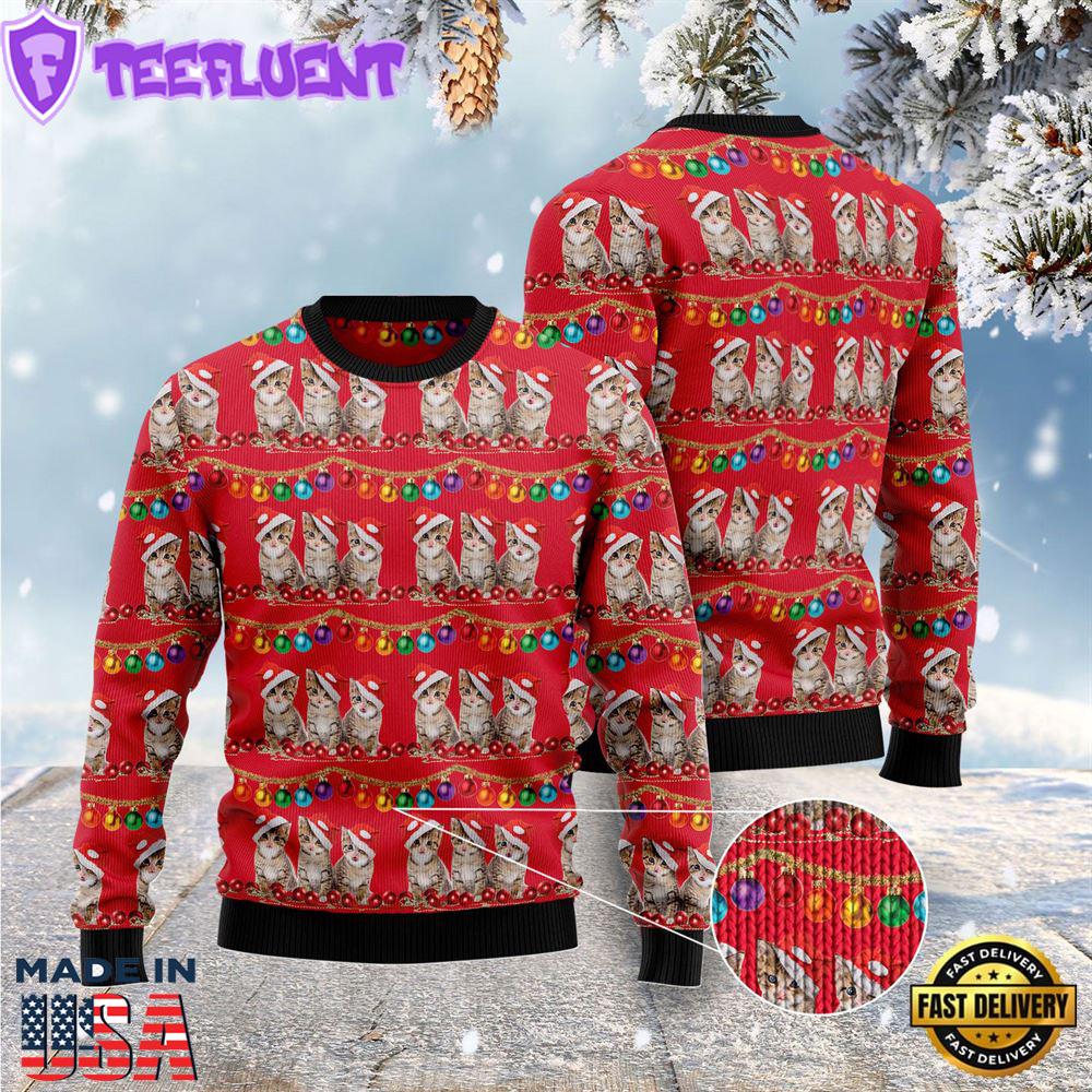 Cat Themed Kitten Ugly Christmas Sweater