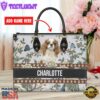 Cavalier King Charles Spaniel Dog Bior Leather Handbag With Flowers And Butterfly