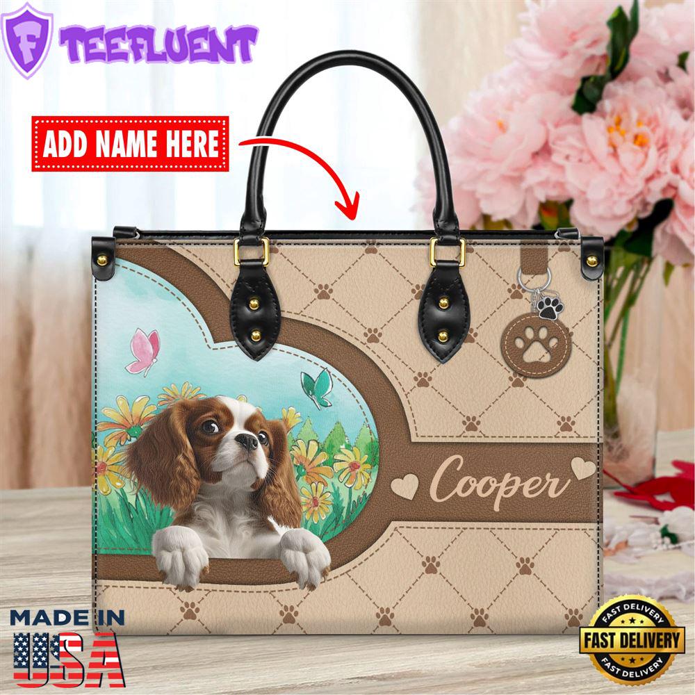 Cavalier King Charles Spaniel Dog Duccy Dog Lover Leather Handbag