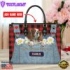 Cavalier King Charles Spaniel Dog This Human Belongs To Leather Handbag