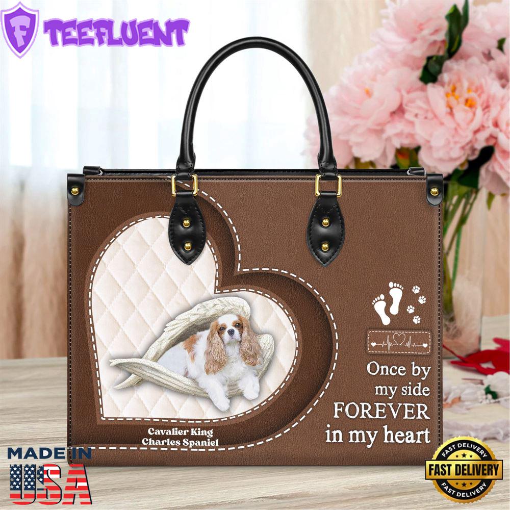 Cavalier King Charles Spaniel Forever In My Heart Leather Bag