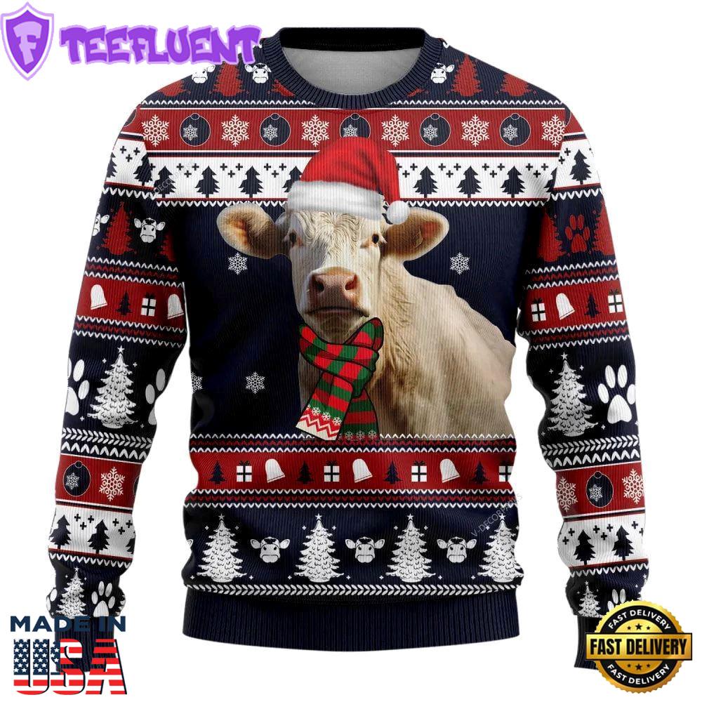 Charolais Cow Ugly Christmas Sweater