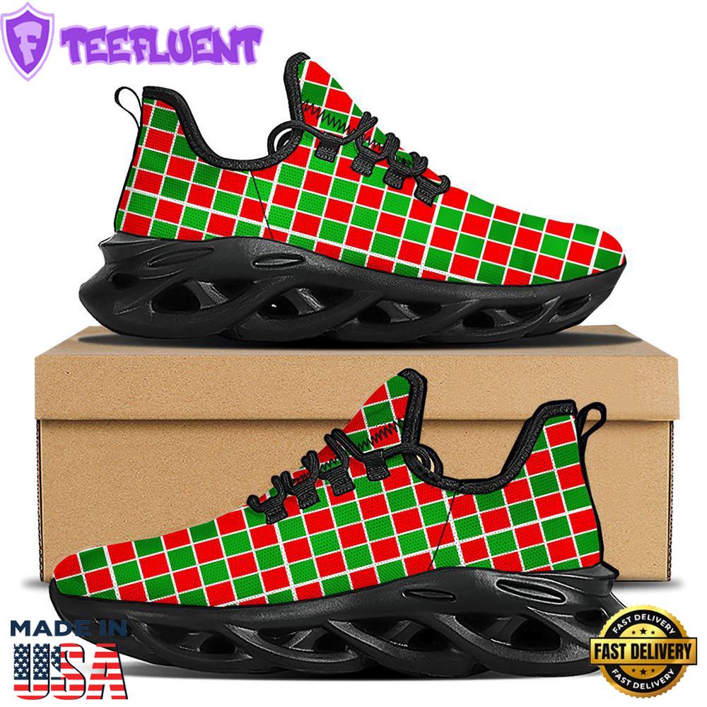 Checkered Merry Christmas Print Pattern Black Max Soul Shoes
