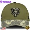 Chicago Bears 2024 Salute to Service Club Green Camo Cap Gift For Veteran