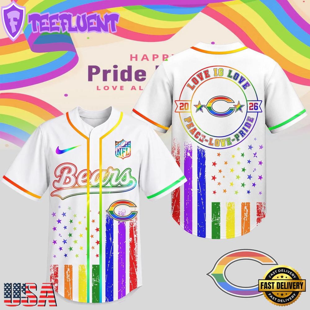Chicago Bears 2026 NFL Pride Love Limited Edition Baseball Jersey