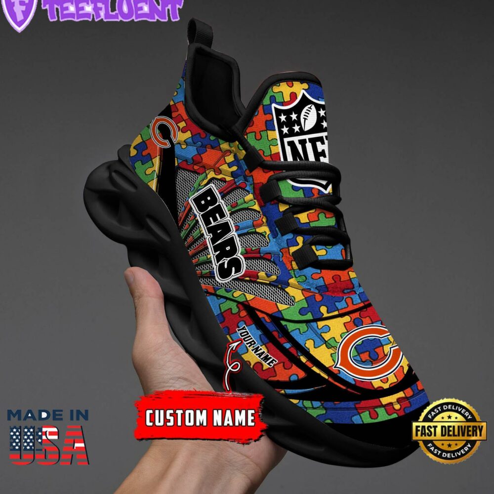 Chicago Bears NFL Autism Clunky Max Soul Shoes Personalized