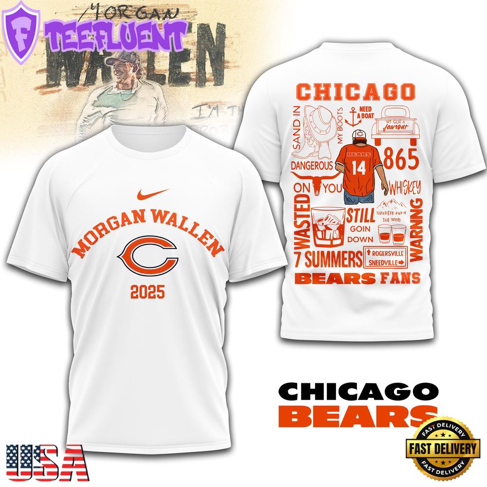 Chicago Bears NFL Morgan Wallen 3D T-Shirt