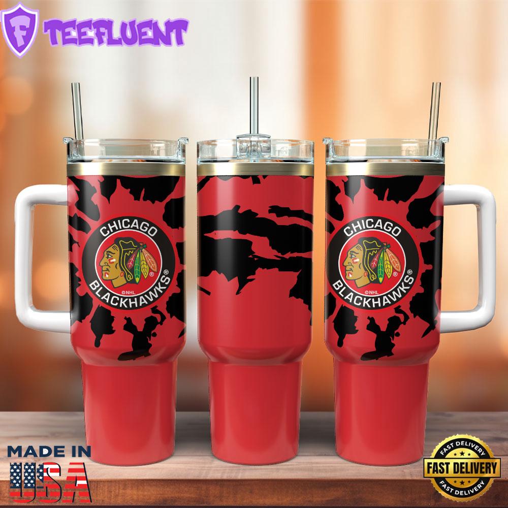 Chicago Blackhawks Hockey NHL Sport Custom Stanley Quencher 40oz Stainless Steel Tumbler With Handle