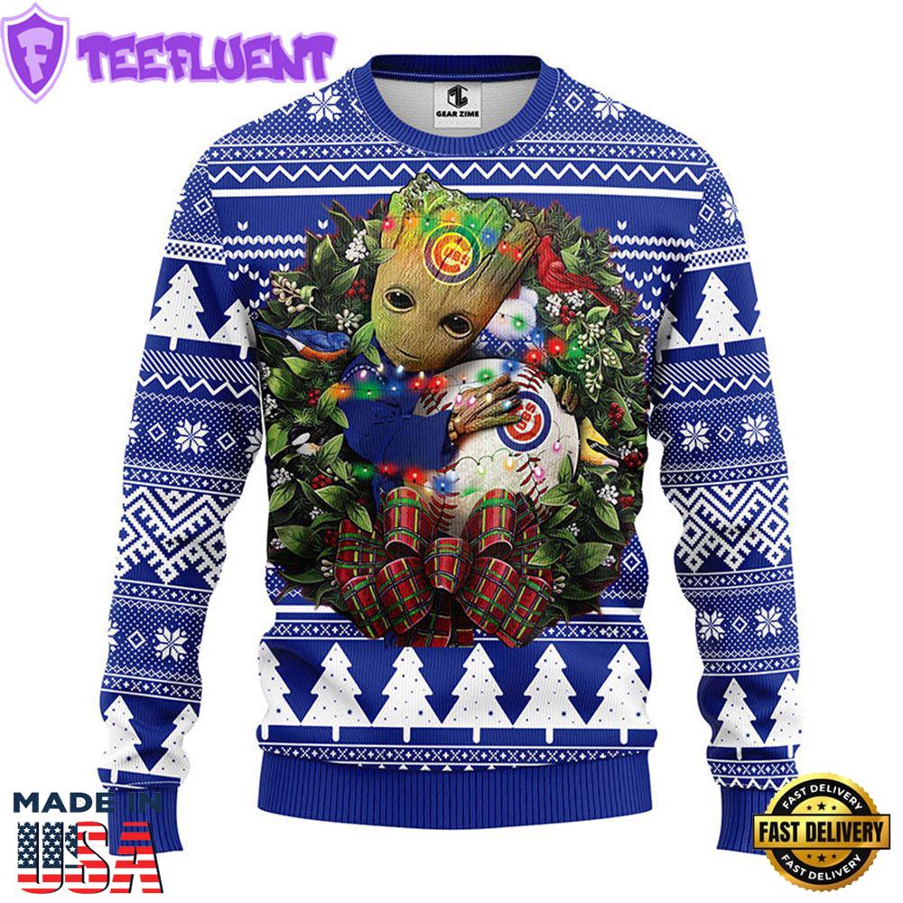 Chicago Cubs Groot Hug Christmas Ugly Sweater Sport For Fan