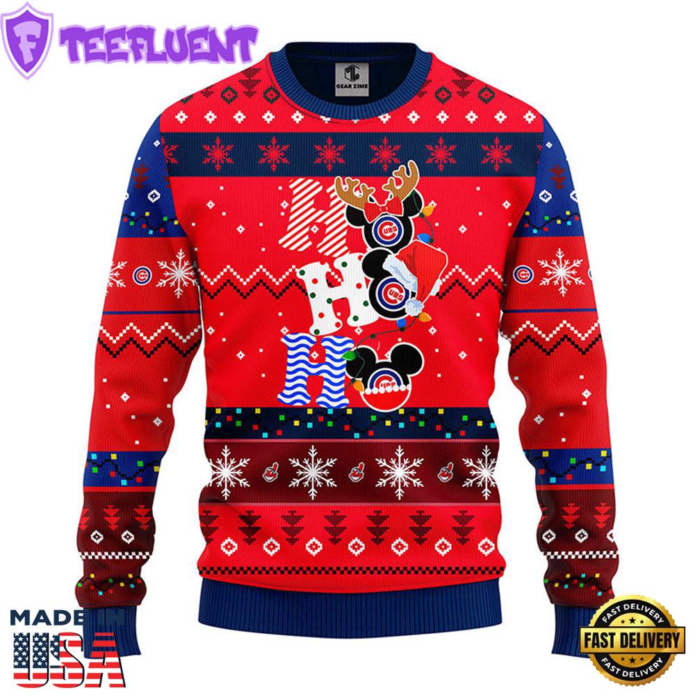 Chicago Cubs Hohoho Mickey Christmas Ugly Sweater