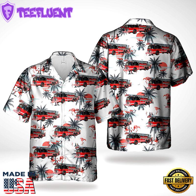 Chicago Fire Department CFD Fire Truck Hawaiian Shirt