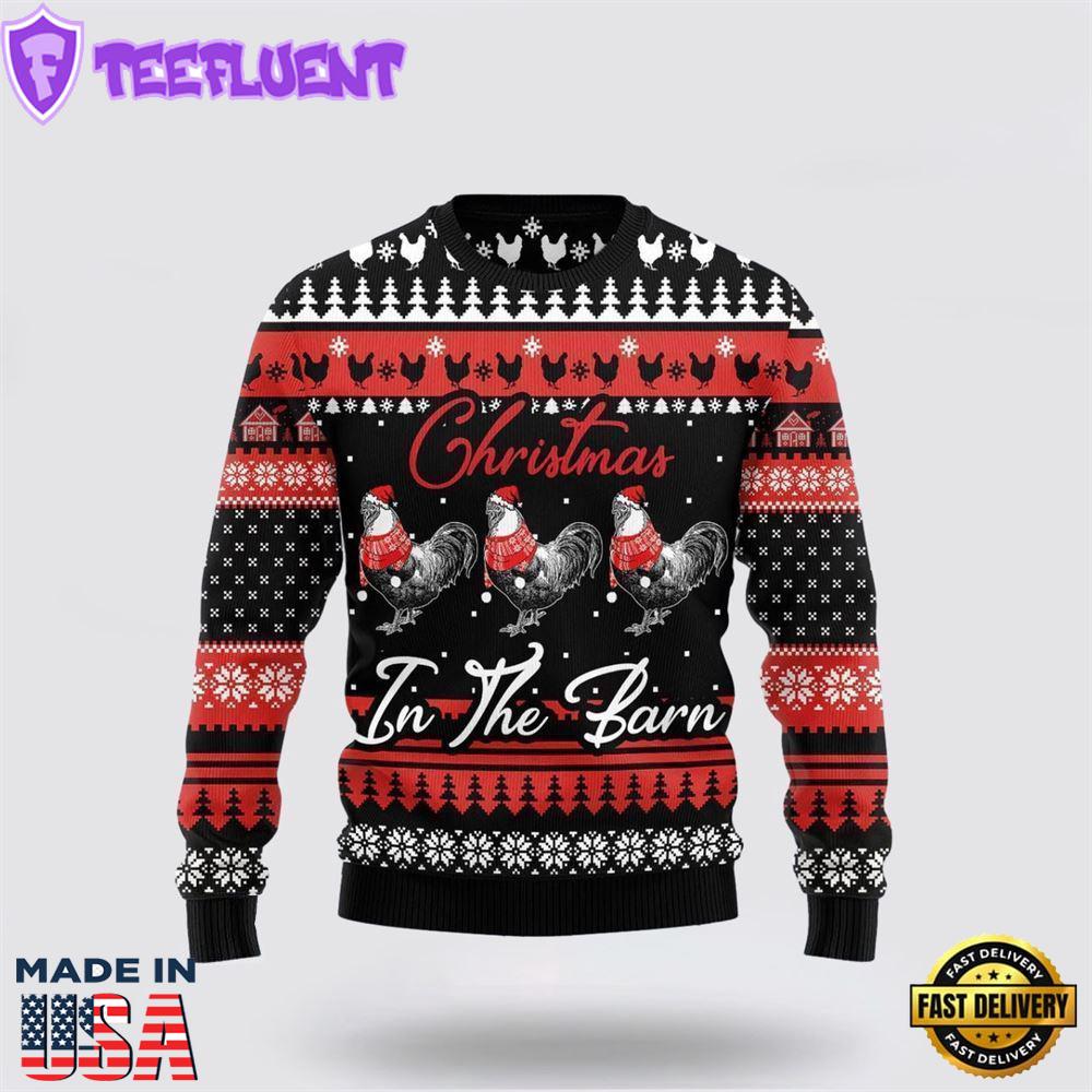 Chicken In The Barn Ugly Christmas Sweater