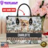 Chihuahua Dog Bior Leather Handbag With Flowers And Butterfly