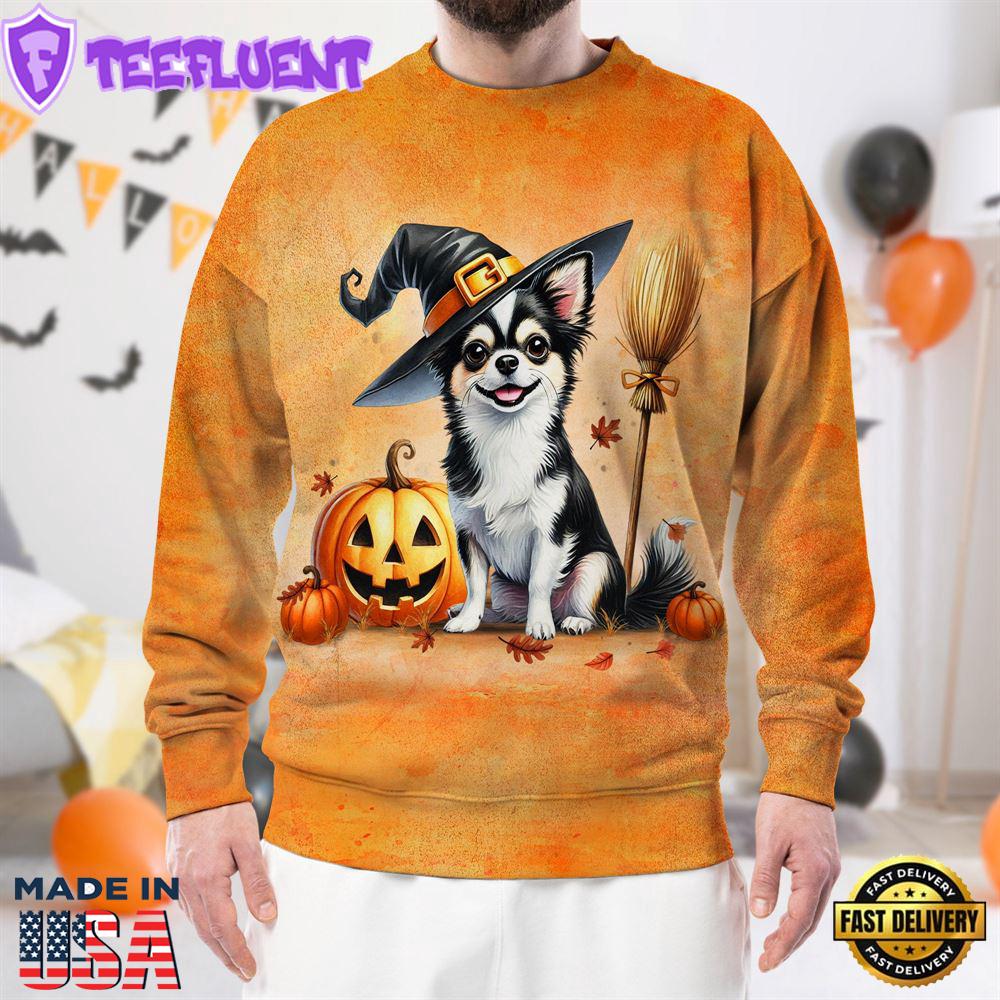 Chihuahua Dog In Spooky Autumn Halloween 3D Shirt