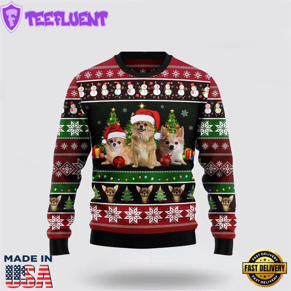 Chihuahua Group Beauty Ugly Christmas Sweater For Men And Women