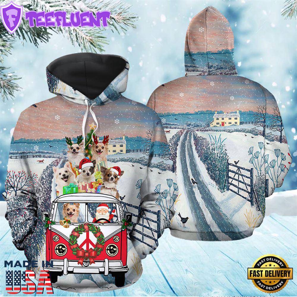 Chihuahua Santa Christmas Hoodie All Over Print