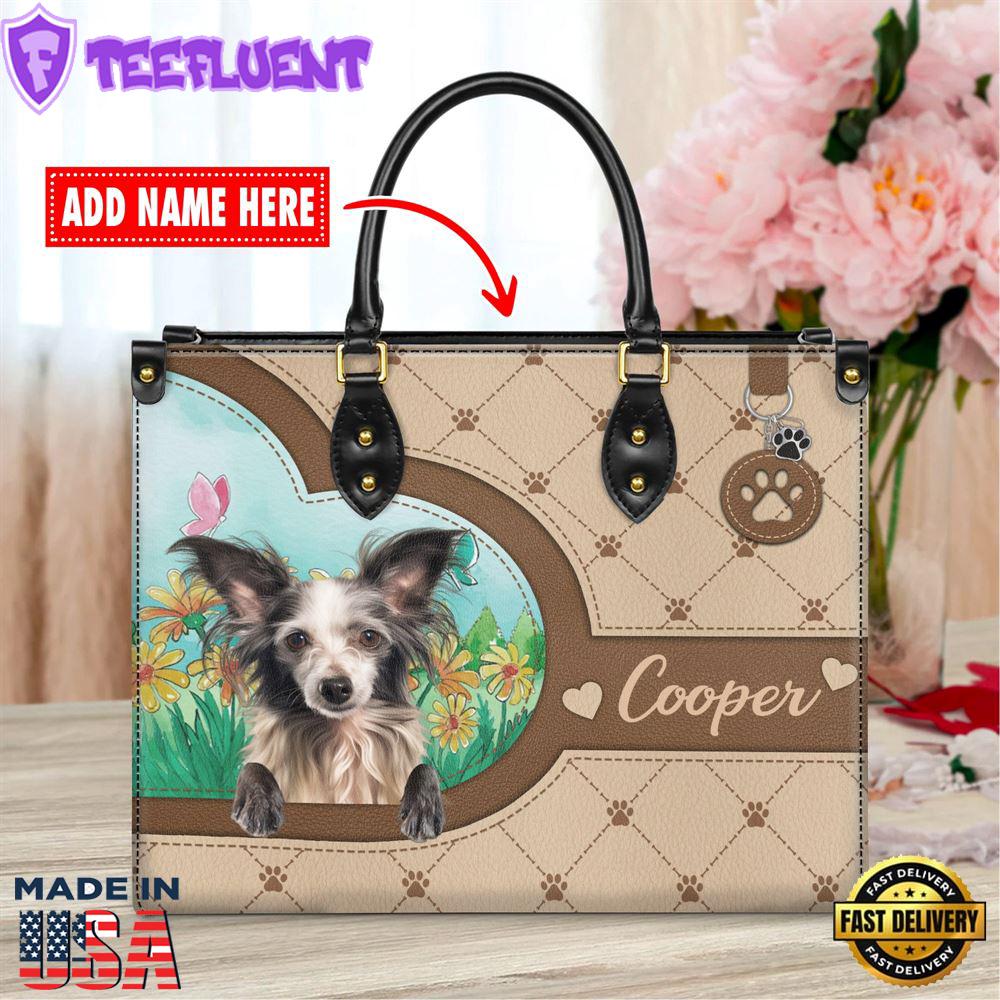 Chinese Creasted Dog Duccy Dog Lover Leather Handbag