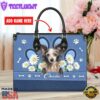 Chinese Creasted Dog Lover Leather Bag With Daisy Flowers