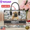 Chinese Shar-Pei Dog Bior Leather Handbag With Flowers And Butterfly