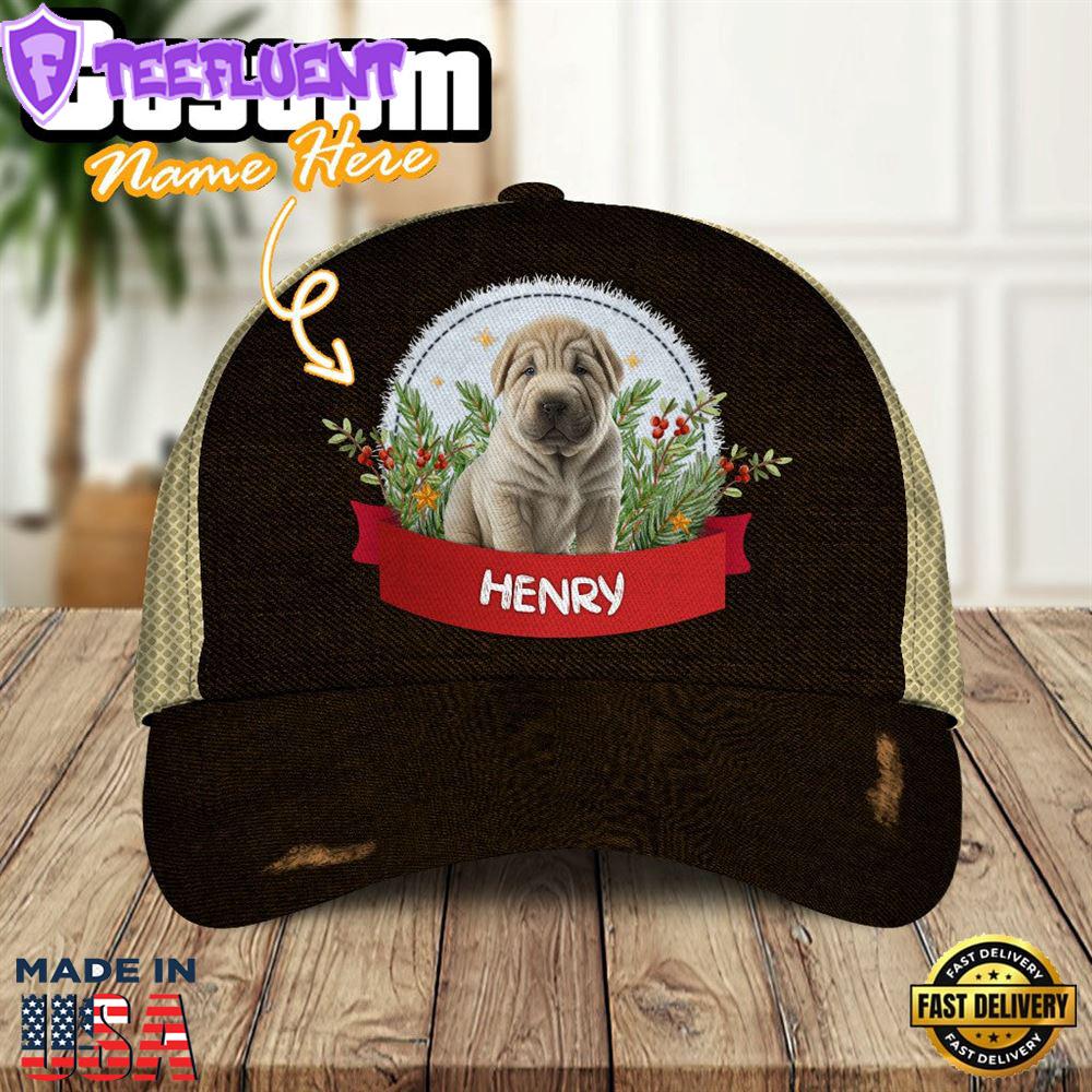Chinese Shar-Pei Dog Playful In The Bushes 3D Cap