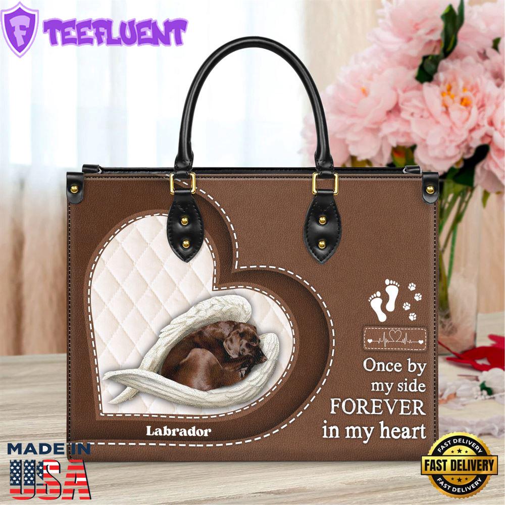 Chocolate Labrador Dog Forever In My Heart Leather Bag