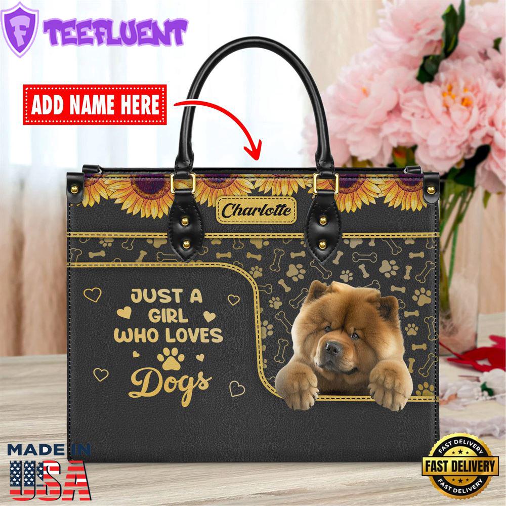 Chow Chow Dog Just A Girl Who Loves Dogs Leather Handbag