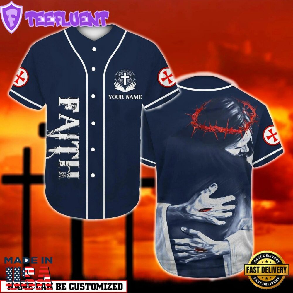 Christ Hugs Faith Custom Baseball Jersey