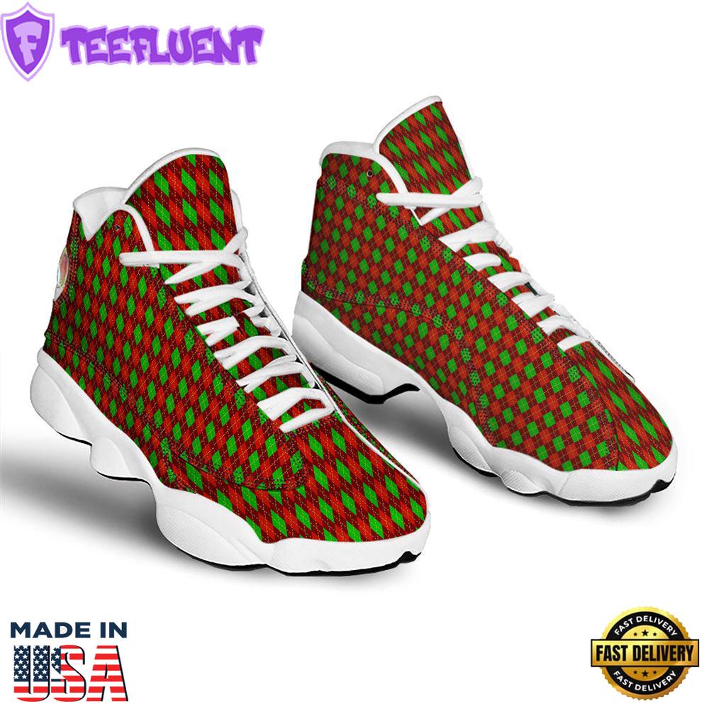 Christmas Argyle Red And Green Print Jd13 Shoes For Men Women