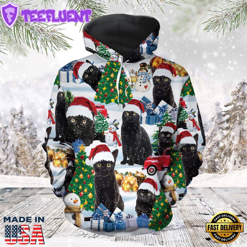 Christmas Black Cat Christmas Hoodie All Over Print