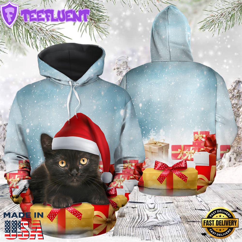 Christmas Black Cat Christmas Hoodie All Over Print - Christmas Hoodie Men