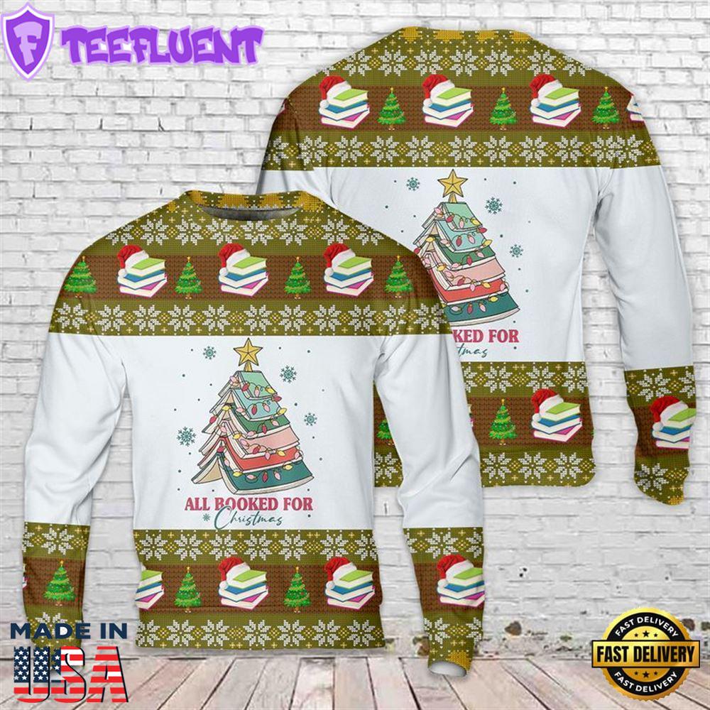 Christmas Book Tree Ugly Christmas Sweater For Men And Women