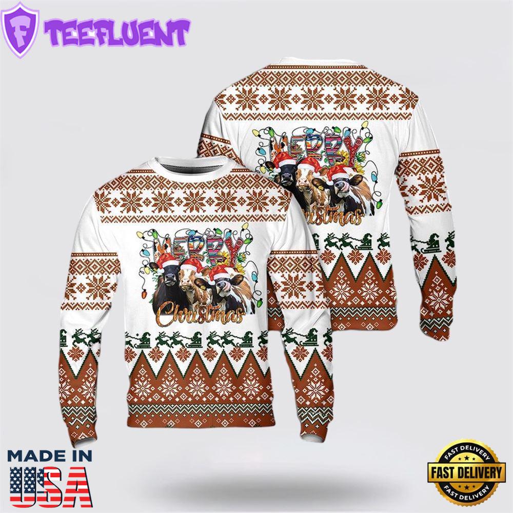 Christmas Cow Mooey Ugly Christmas Sweater