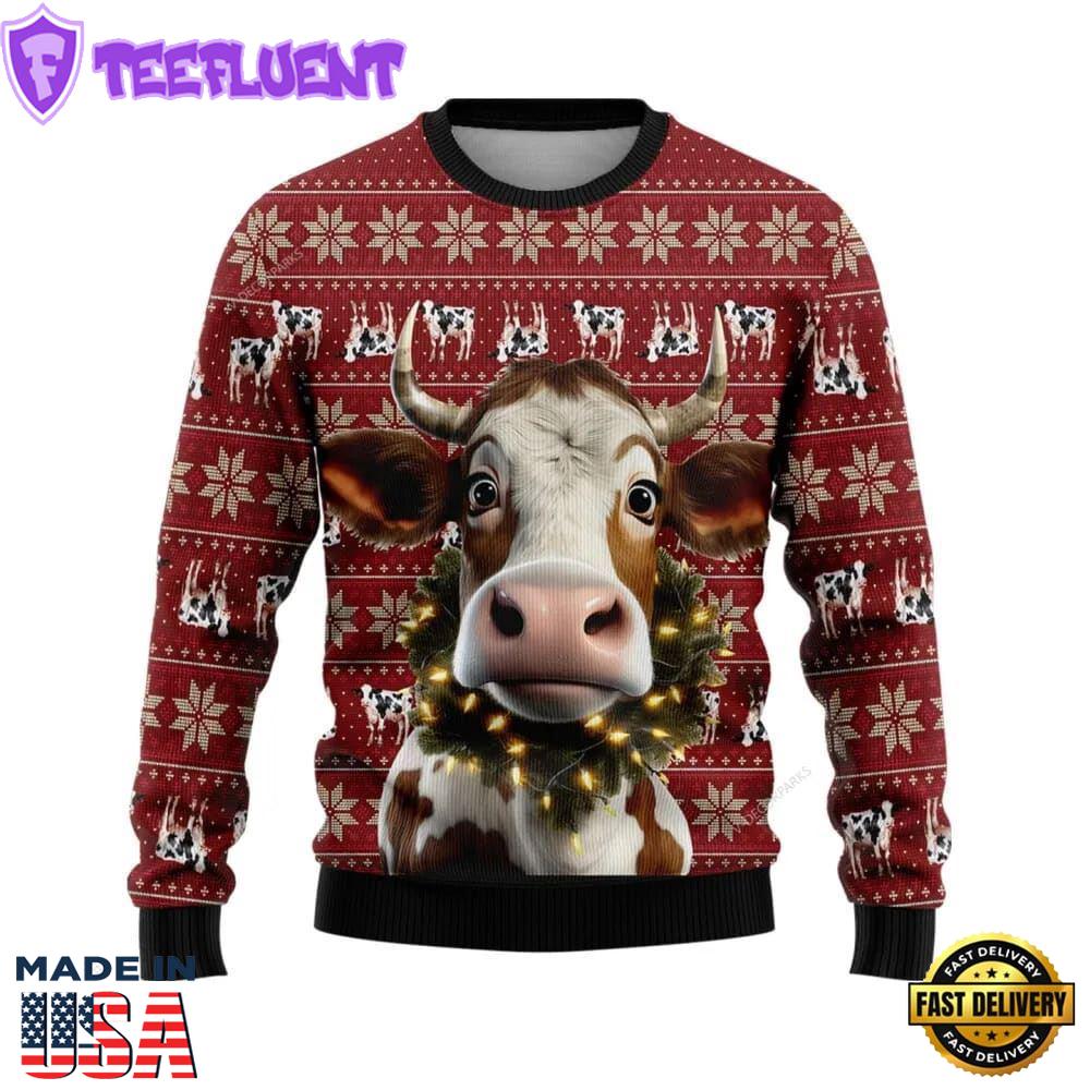 Christmas Cow Wreaths Ugly Christmas Sweater