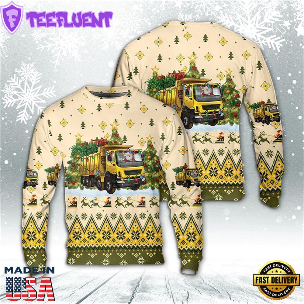 Christmas Dump Truck With Santa Ugly Christmas Sweater For Men And Women