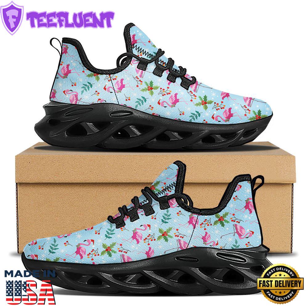 Christmas Flamingo Pink Print Pattern Black Max Soul Shoes