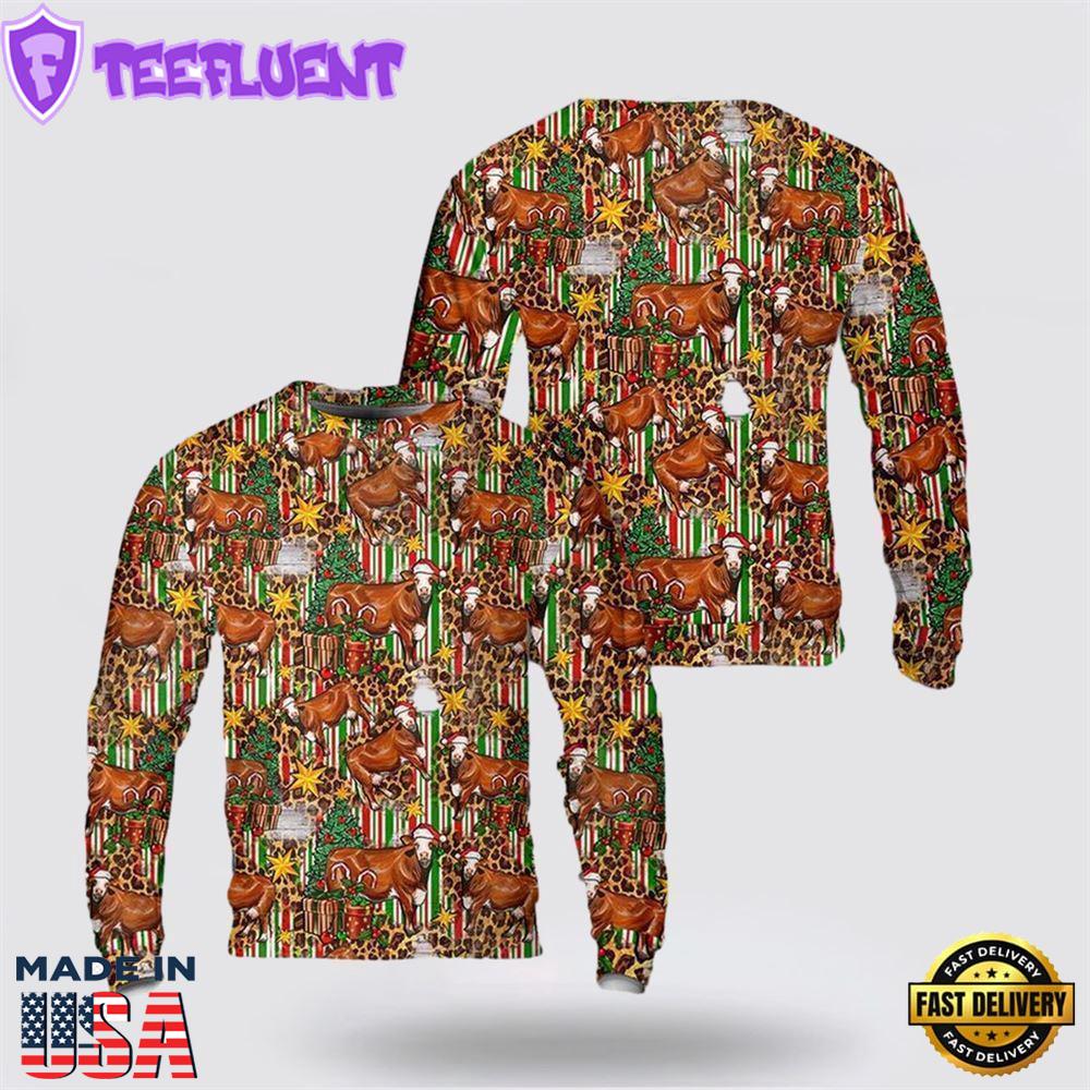 Christmas Leopard Cow Ugly Christmas Sweater